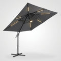 Cantilever Patio Umbrella Designed for Large Coverage, 10x13 FT, LED Lights, Aluminum Frame, 360 Rotation