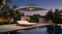 10 X 13 FT Cantilever Patio Umbrella Outdoor with Led Lights | Heavy Duty Aluminum Frame, Waterproof Fabric, 2-Tier Canopy, 360 Degree Rotation, 7-Tilt, for Pool Deck Backyard, Grey — Lifestyle