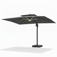 Cantilever Patio Umbrella Designed for Large Coverage, 10x13 FT, LED Lights, Aluminum Frame, 360 Rotation