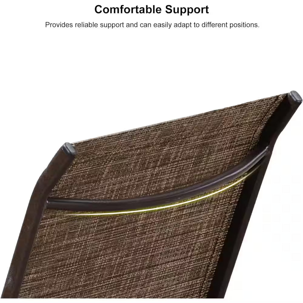 Aluminum 3-Pieces Outdoor Chaise Lounge Patio Lounge Chair with Side Table