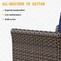 Wicker Outdoor Patio Lounge Chair with Cushion (2-Pack)