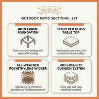 5 Piece Outdoor Patio Furniture Set Modular Outdoor Furniture Set Wicker Outdoor Sectional Sofa with Cushions and Table Patio Set for Balcony Porch Deck Yard ( (Salmon&Orange Wicker, Sand Cushion)) — Results & Stats