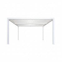 Louvered Pergola Modern White Pergola with Adjustable Roof for Deck Backyard Garden
