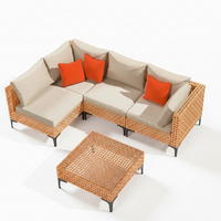 Outdoor Patio Furniture Set Built for Flexible Living, 5-Piece Modular Design, Weather-Resistant Wicker