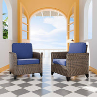 Wicker Outdoor Patio Lounge Chair with Cushion (2-Pack)