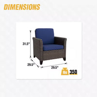 Wicker Outdoor Patio Lounge Chair with Cushion (2-Pack)