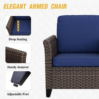 Wicker Outdoor Patio Lounge Chair with Cushion (2-Pack)