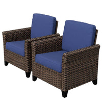 Wicker Outdoor Patio Lounge Chair with Cushion (2-Pack)