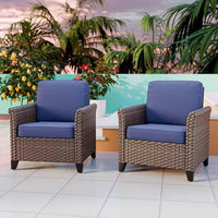 Wicker Outdoor Patio Lounge Chair with Cushion (2-Pack)