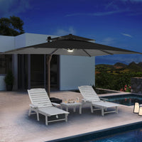 10 X 13 FT Cantilever Patio Umbrella Outdoor with Led Lights | Heavy Duty Aluminum Frame, Waterproof Fabric, 2-Tier Canopy, 360 Degree Rotation, 7-Tilt, for Pool Deck Backyard, Grey
