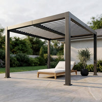 Louvered Pergola, Outdoor Pergola with Adjustable Louvered Roof, Reinforced Aluminum Frame, Integrated Drainage System, Hardtop Gazebo for Patio — Studio Shot