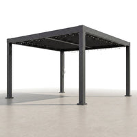 Louvered Pergola, Outdoor Pergola with Adjustable Louvered Roof, Reinforced Aluminum Frame, Integrated Drainage System, Hardtop Gazebo for Patio — Studio Shot