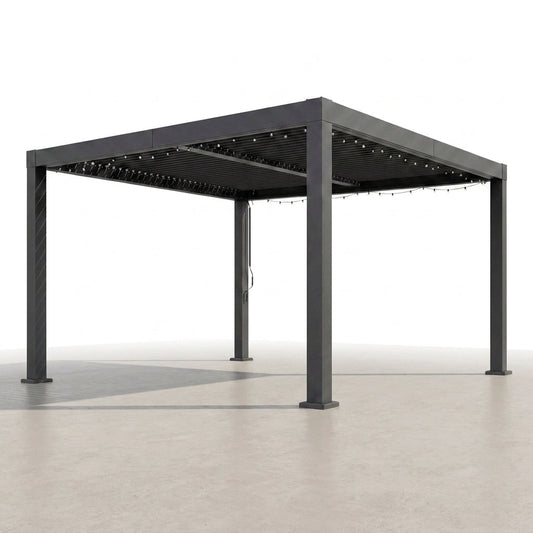 Louvered Pergola, Outdoor Pergola with Adjustable Louvered Roof, Reinforced Aluminum Frame, Integrated Drainage System, Hardtop Gazebo for Patio — Studio Shot
