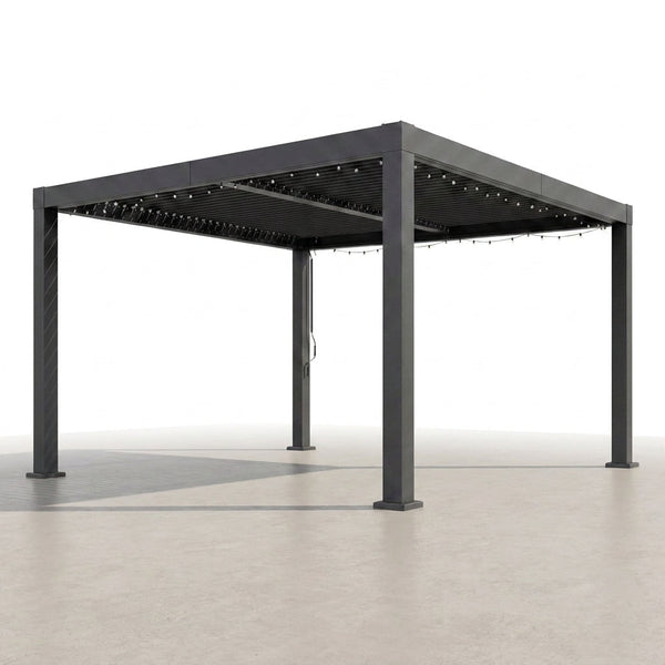 Louvered Pergola, Outdoor Pergola with Adjustable Louvered Roof, Reinforced Aluminum Frame, Integrated Drainage System, Hardtop Gazebo for Patio — Studio Shot