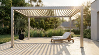 Louvered Pergola, Outdoor Pergola with Adjustable Louvered Roof, Reinforced Aluminum Frame, Integrated Drainage System, Hardtop Gazebo for Patio — Lifestyle