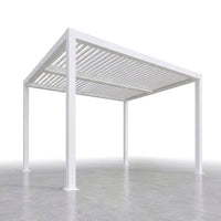 Louvered Pergola Modern White Pergola with Adjustable Roof for Deck Backyard Garden — Studio Shot