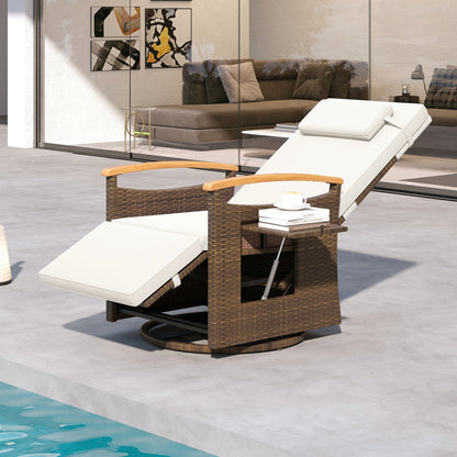 Swivel Reclining Chaise Lounge Set with Adjustable Backrest