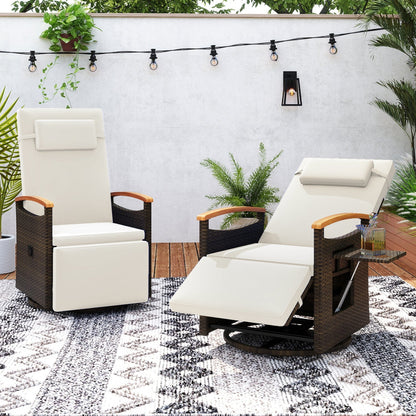 Swivel Reclining Chaise Lounge Set with Adjustable Backrest