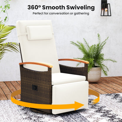 Swivel Reclining Chaise Lounge Set with Adjustable Backrest