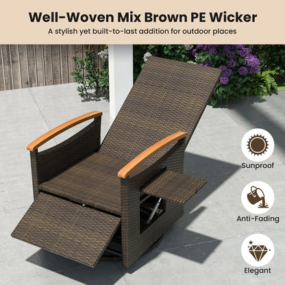 Swivel Reclining Chaise Lounge Set with Adjustable Backrest
