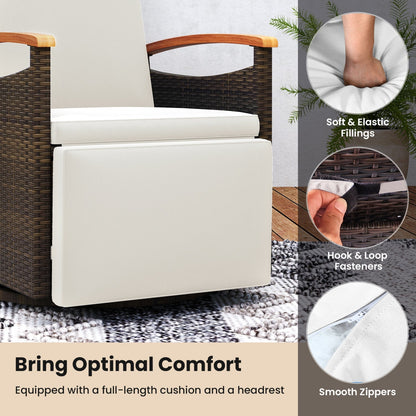 Swivel Reclining Chaise Lounge Set with Adjustable Backrest