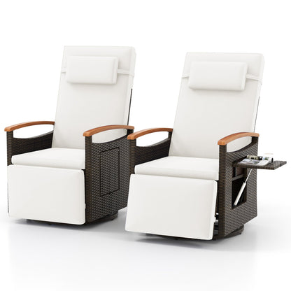 Swivel Reclining Chaise Lounge Set with Adjustable Backrest