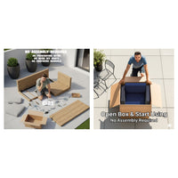 3 Piece Patio Rattan Furniture Set With Cushions Fire Pit - Brown