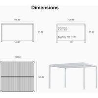 Louvered Pergola Modern White Pergola with Adjustable Roof for Deck Backyard Garden