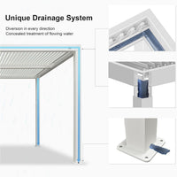 Louvered Pergola Modern White Pergola with Adjustable Roof for Deck Backyard Garden