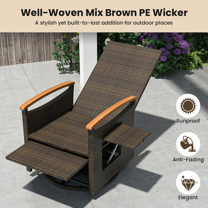 Swivel Reclining Chaise Lounge Set with Adjustable Backrest