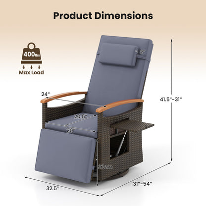 Swivel Reclining Chaise Lounge Set with Adjustable Backrest